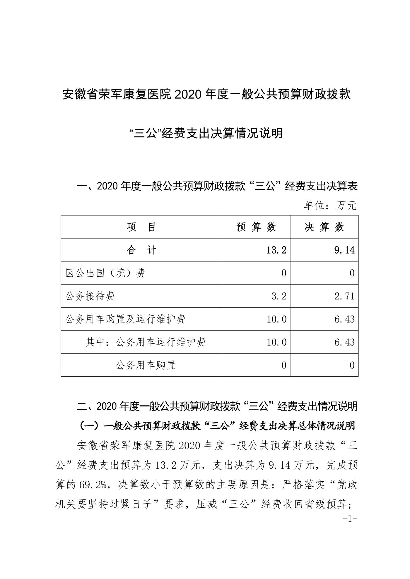 安徽省荣军康复医院2020年度一般公共预算财政拨款”三公“经费支出决算情况说明_00.jpg